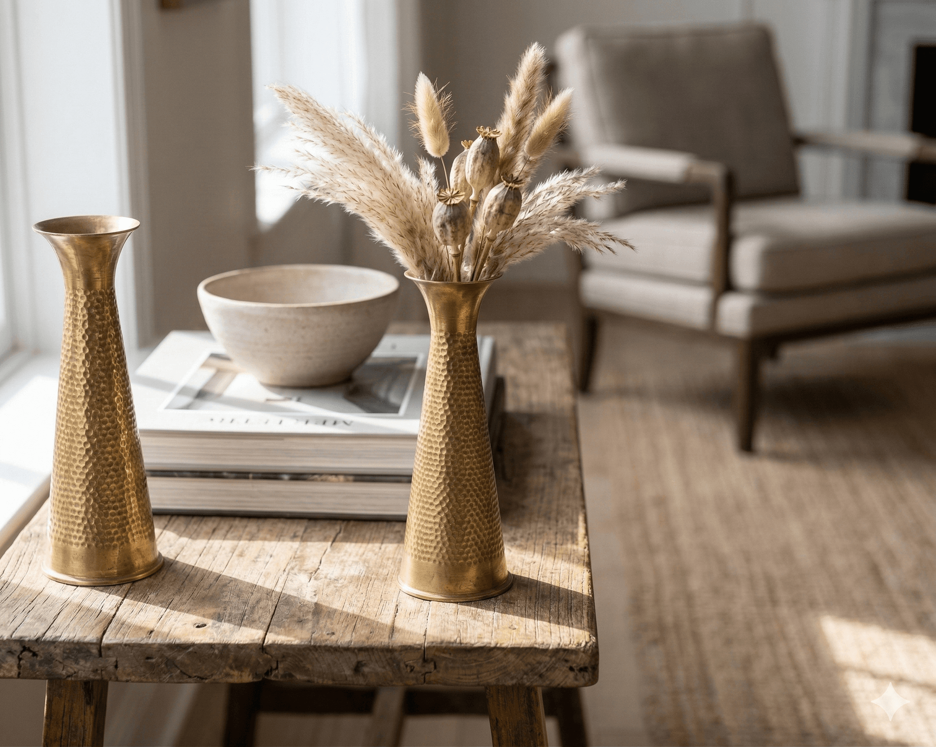 Hammered Texture Brass Trumpet Vases 2