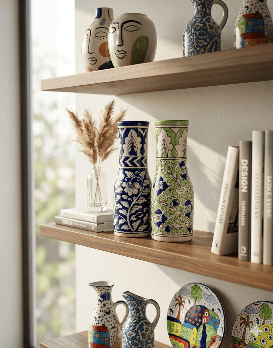 Modern Cylindrical Vases (Indigo Floral & Botanical) 2