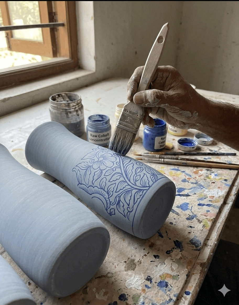 Modern Cylindrical Vases (Indigo Floral & Botanical) 4