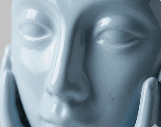 Pensive Face Modernist Vases (Pastel Blue/White) 3