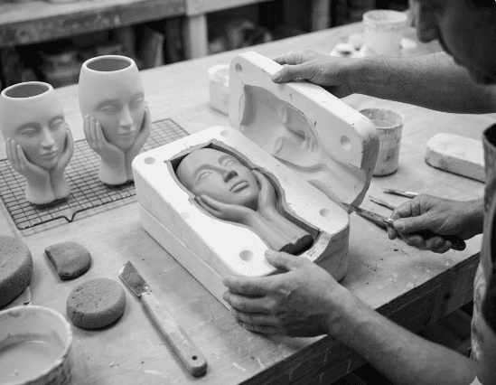 Pensive Face Modernist Vases (Pastel Blue/White) 4