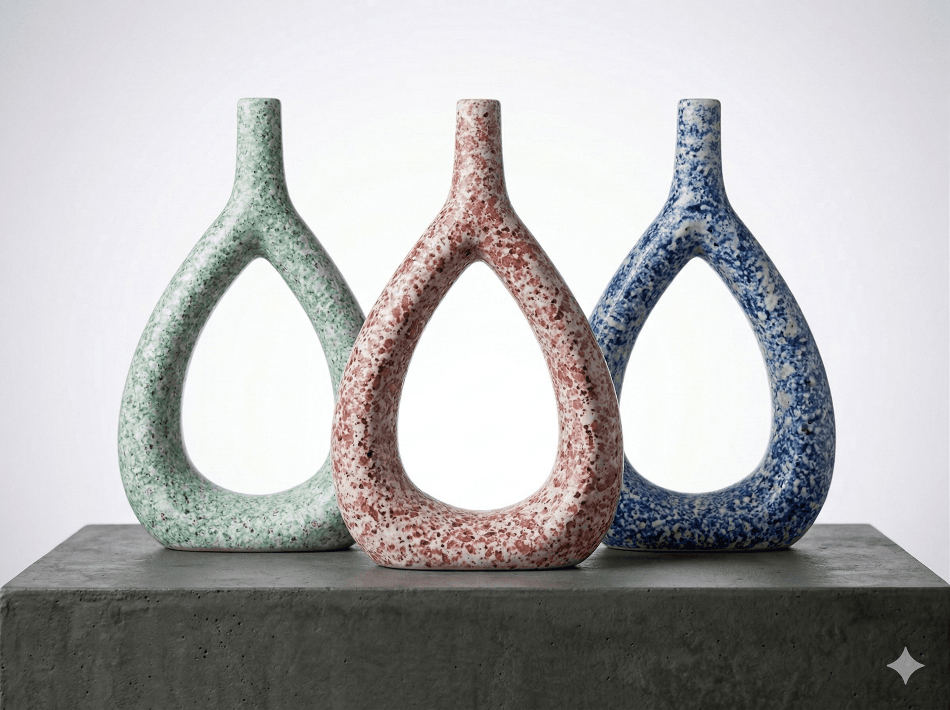 Textured Geometric Teardrop Vases (Speckled Green/Red/Blue) 1
