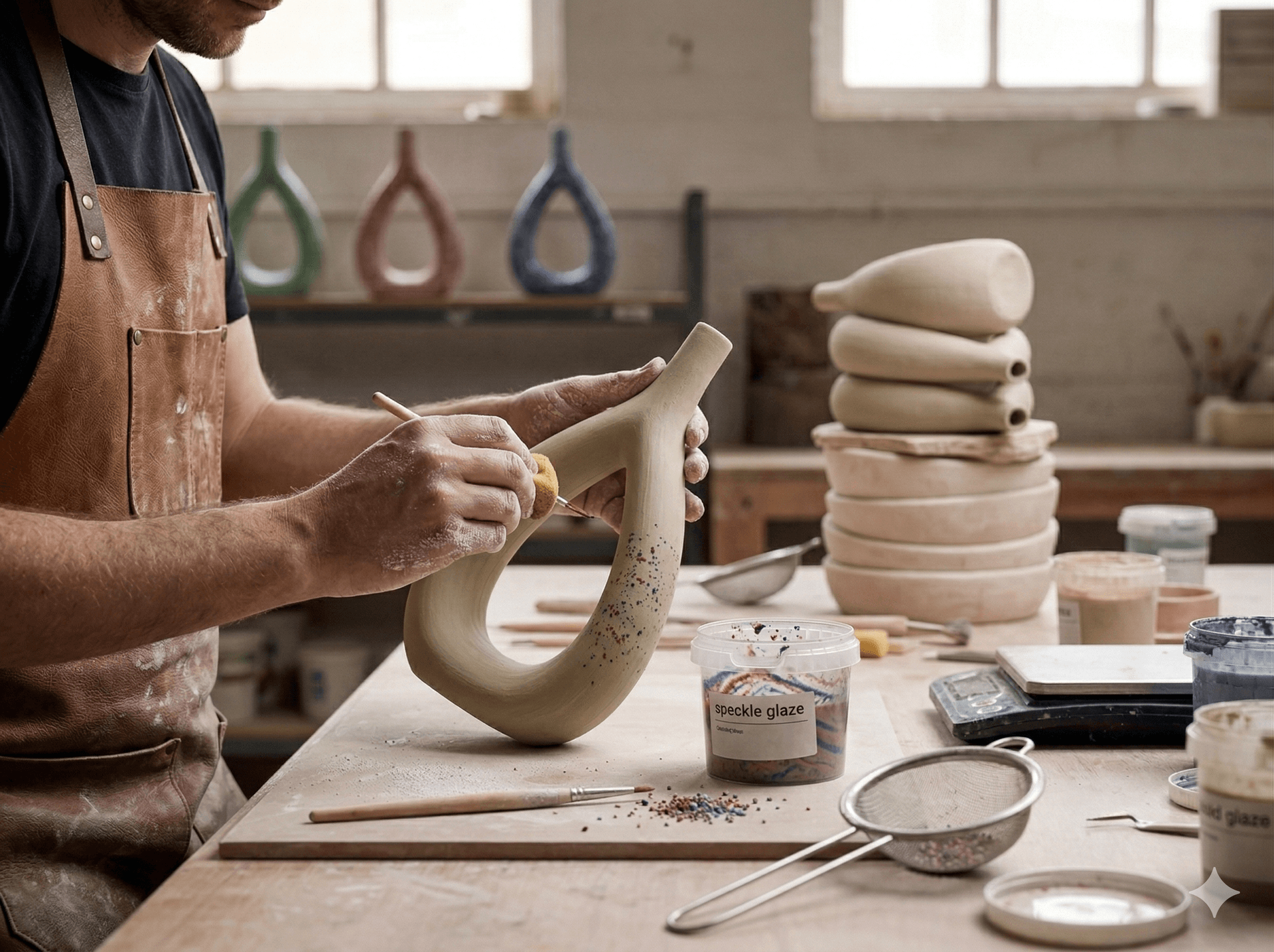 Textured Geometric Teardrop Vases (Speckled Green/Red/Blue) 4