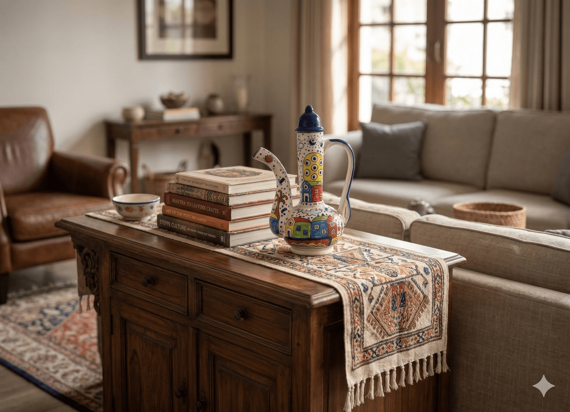 Traditional Long-Neck Surahi (Village Scenery) 2