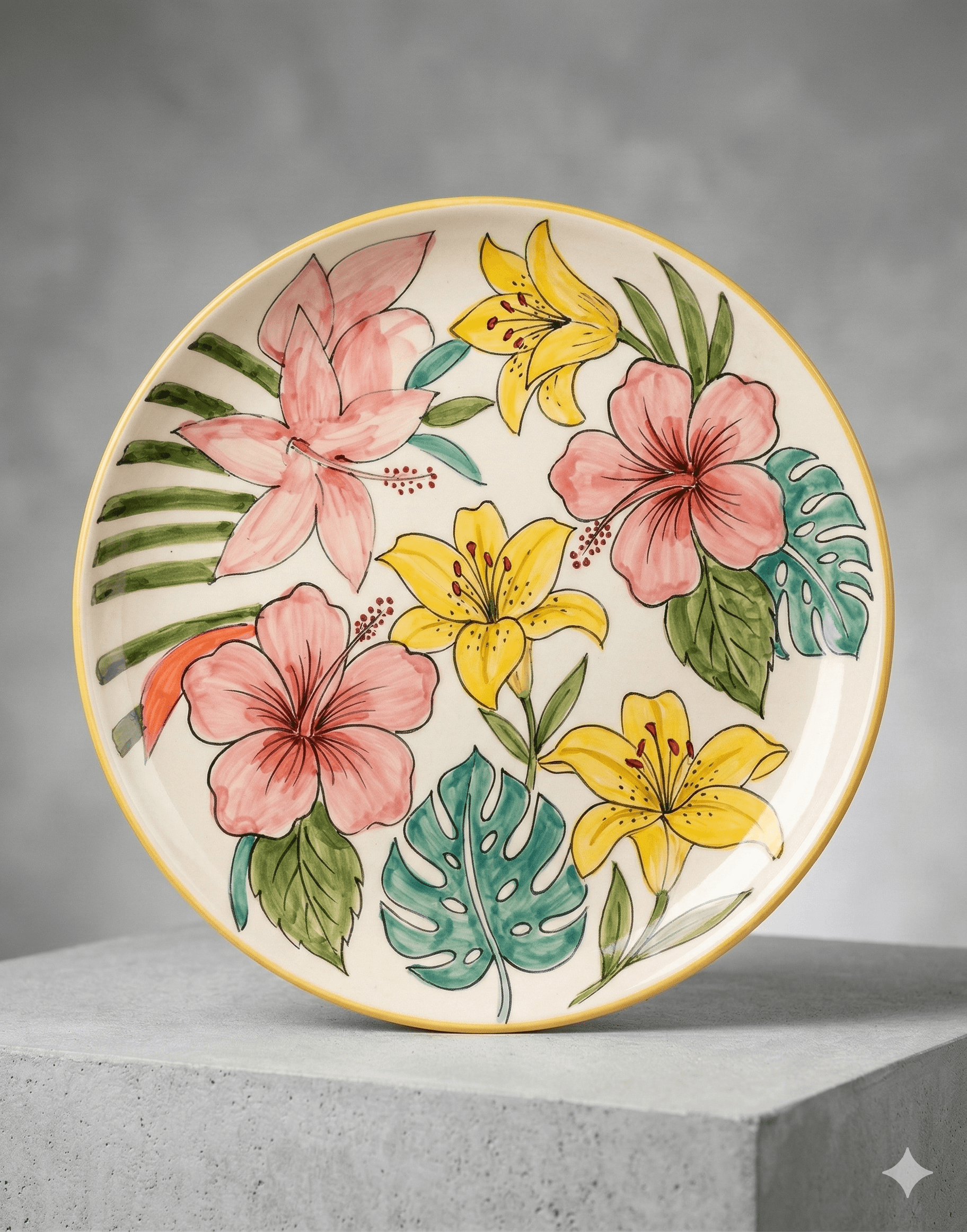 Botanical Pink Hibiscus Serving Plates