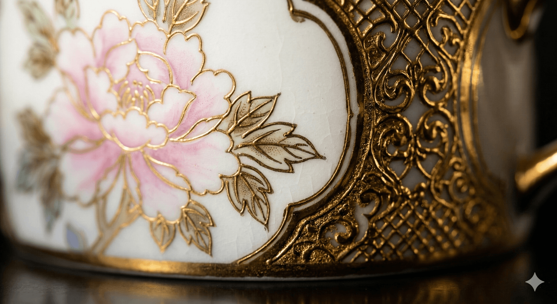 Pastel Floral 'Peony' Tea Set with Gold Accents 3