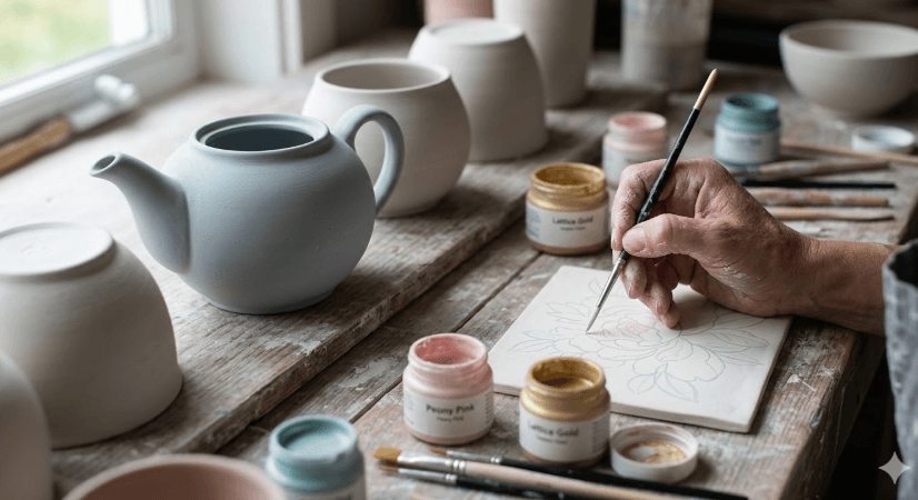 Pastel Floral 'Peony' Tea Set with Gold Accents 4