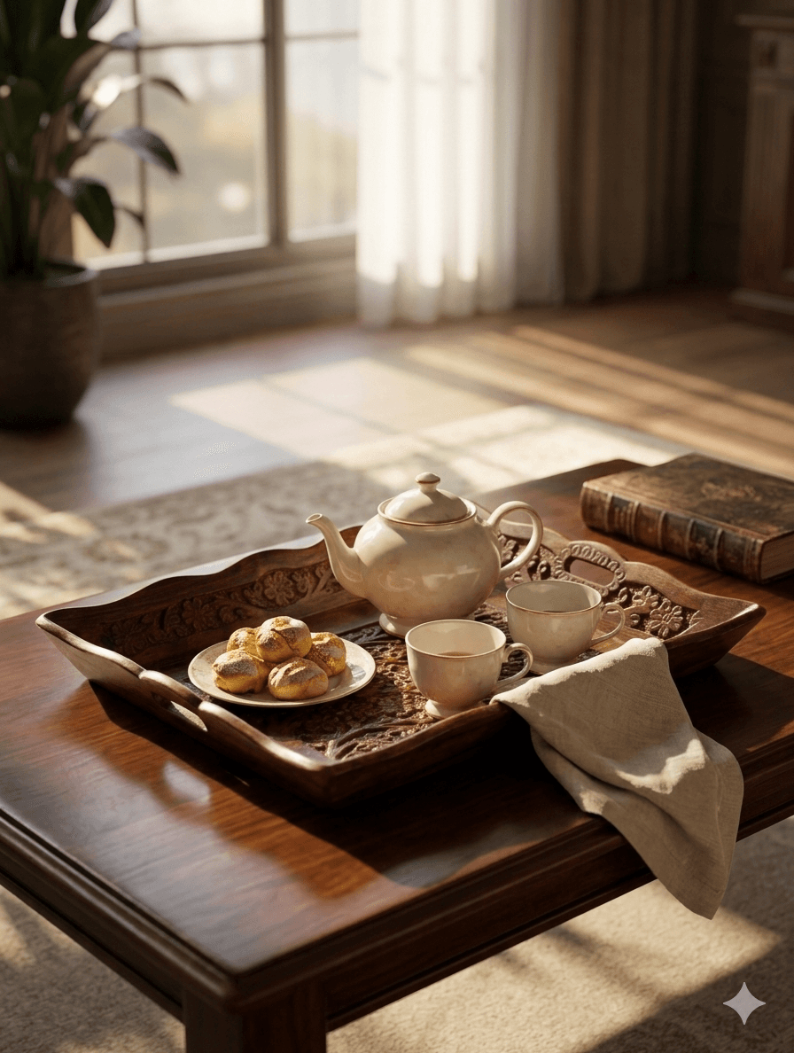 Artisan Floral-Relief Serving Tray (Masterpiece Series) 2