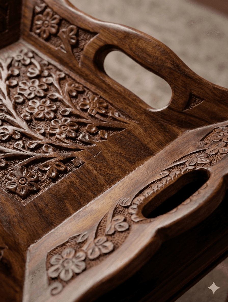 Artisan Floral-Relief Serving Tray (Masterpiece Series) 3