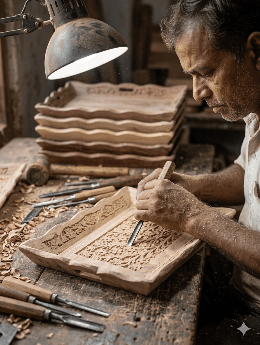 Artisan Floral-Relief Serving Tray (Masterpiece Series) 4