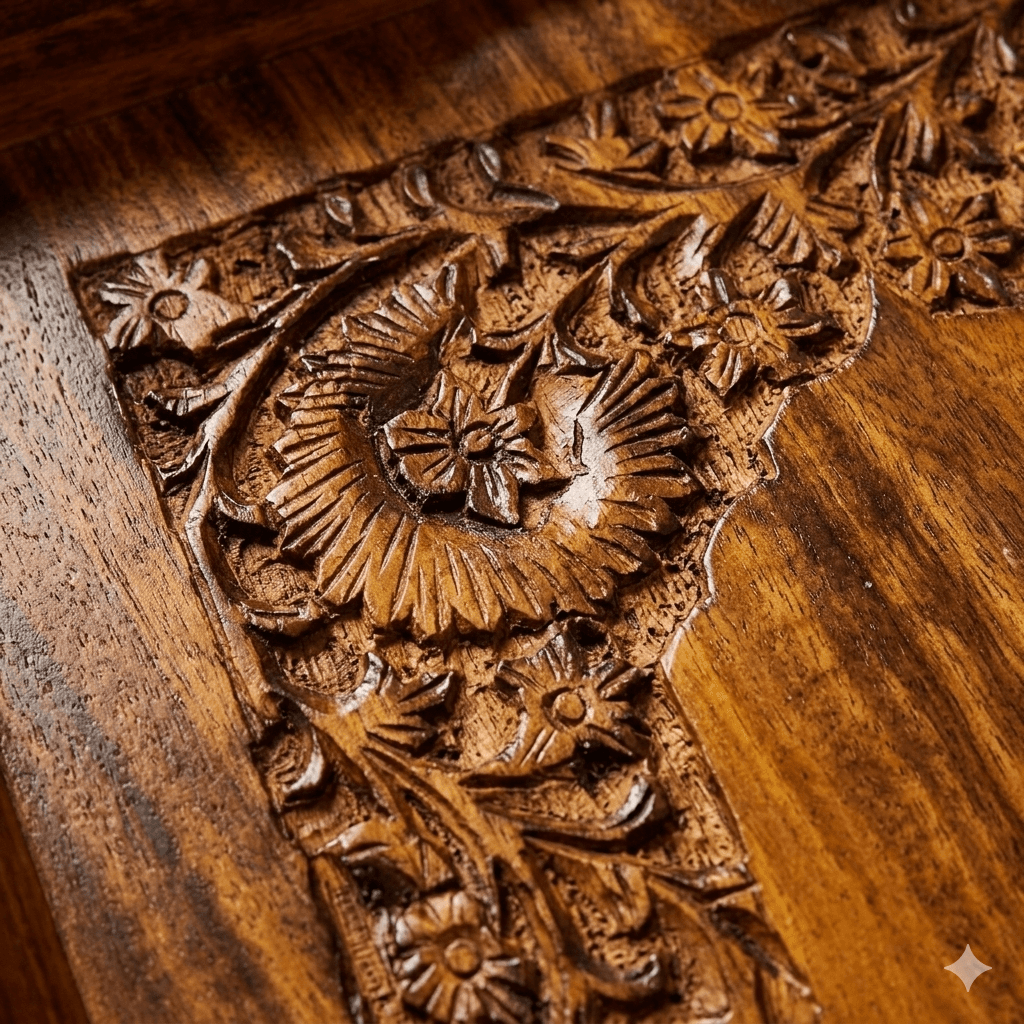 Classic Hand-Carved Rectangular Foliage Tray 3