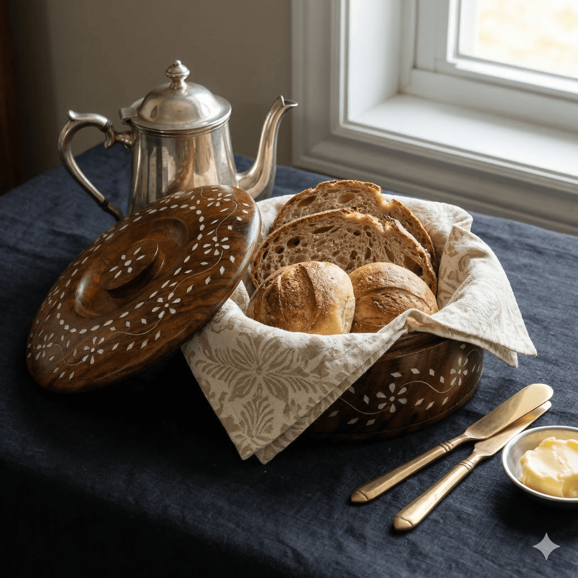 Royal Pachikari Inlay Wooden Bread Box (Floral Series) 2