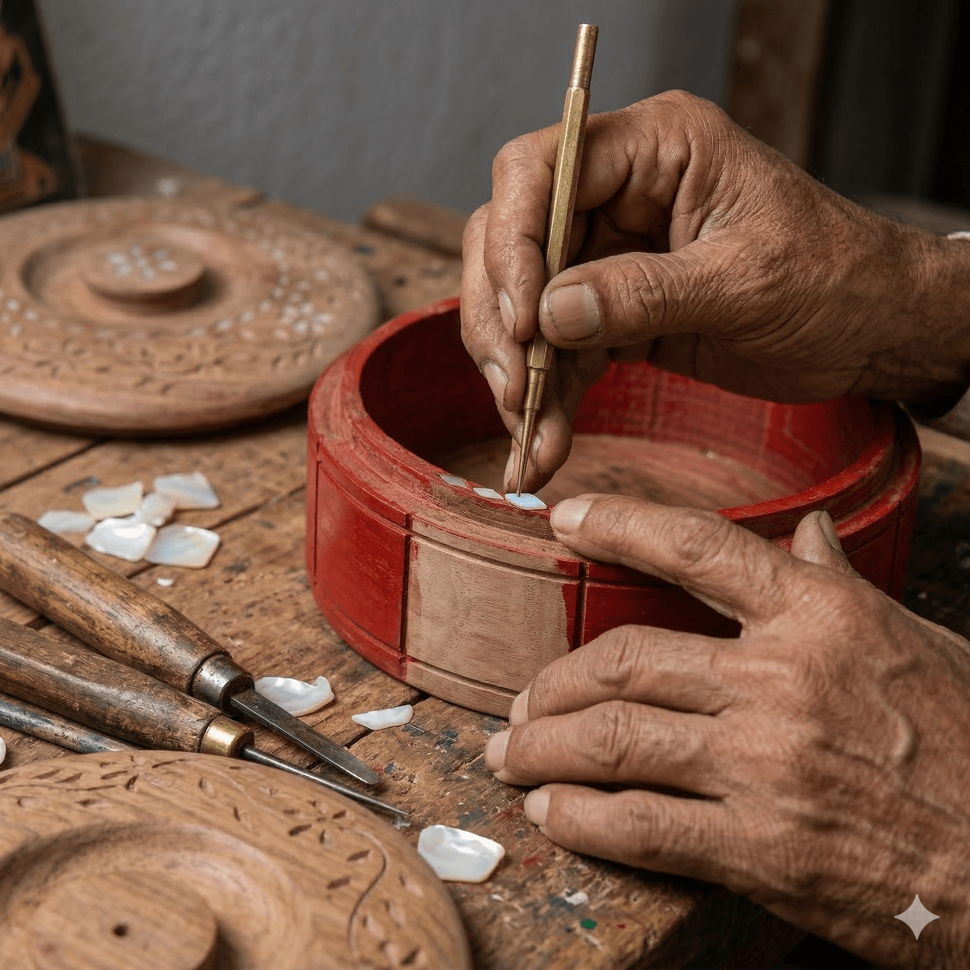 Royal Pachikari Inlay Wooden Bread Box (Floral Series) 4