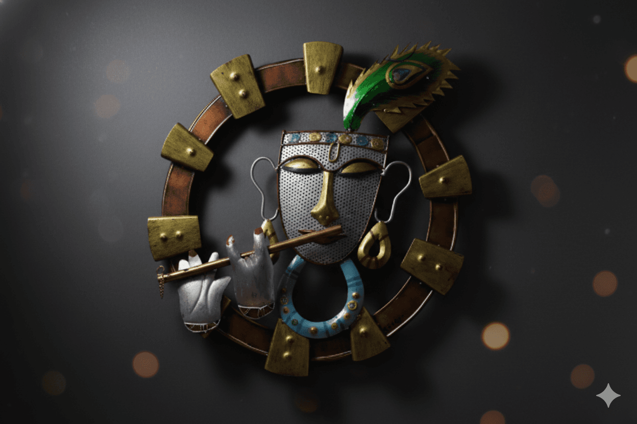 Perforated Metal Krishna Face (Circular) 1