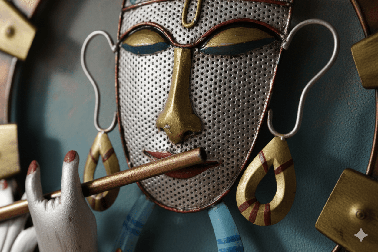 Perforated Metal Krishna Face (Circular) 3