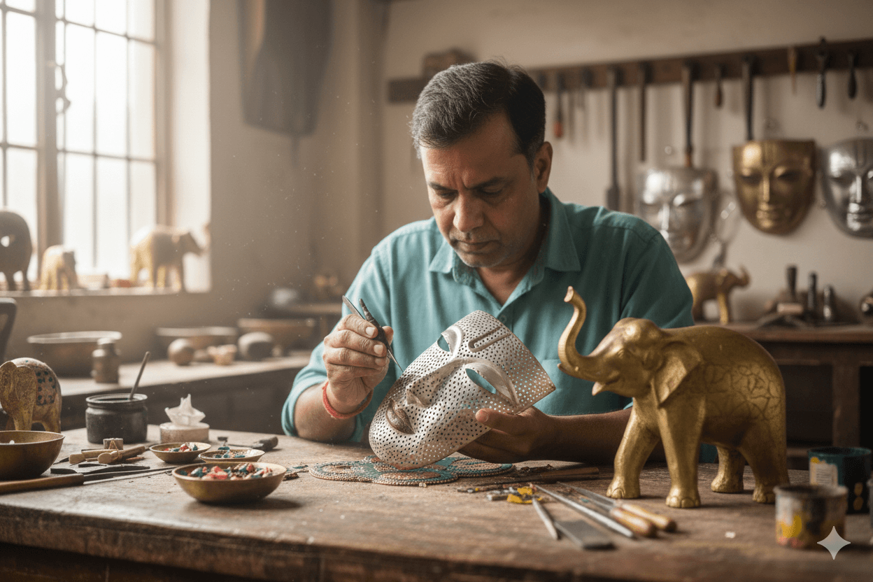 Perforated Metal Krishna Face (Circular) 4