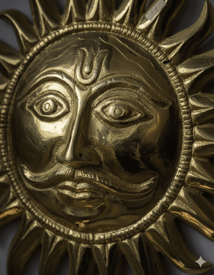 Sun God (Surya Dev) Brass Plaque 3