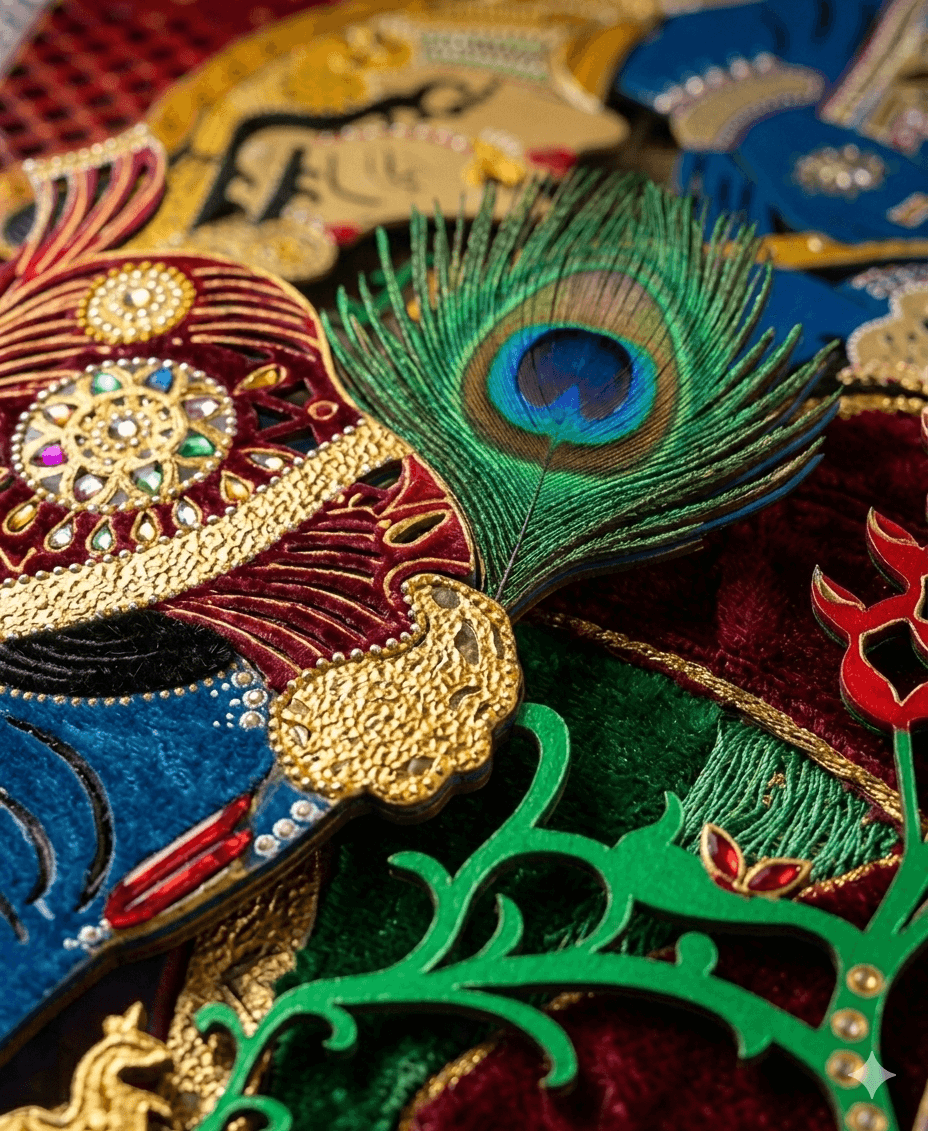 Vibrant Radha-Krishna Prem Laser-Cut Wall Panel 3