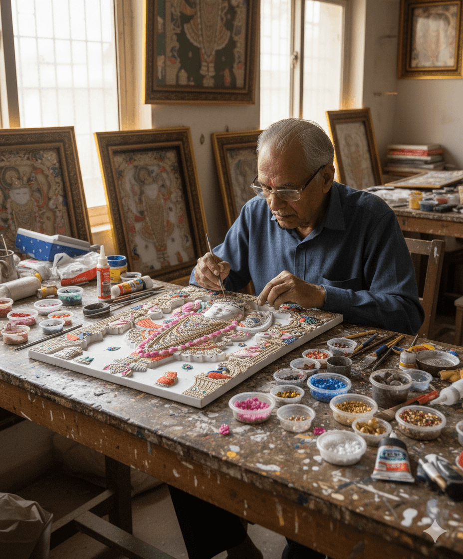 Divine Shrinathji Relief - Alabaster White thumbnail 3