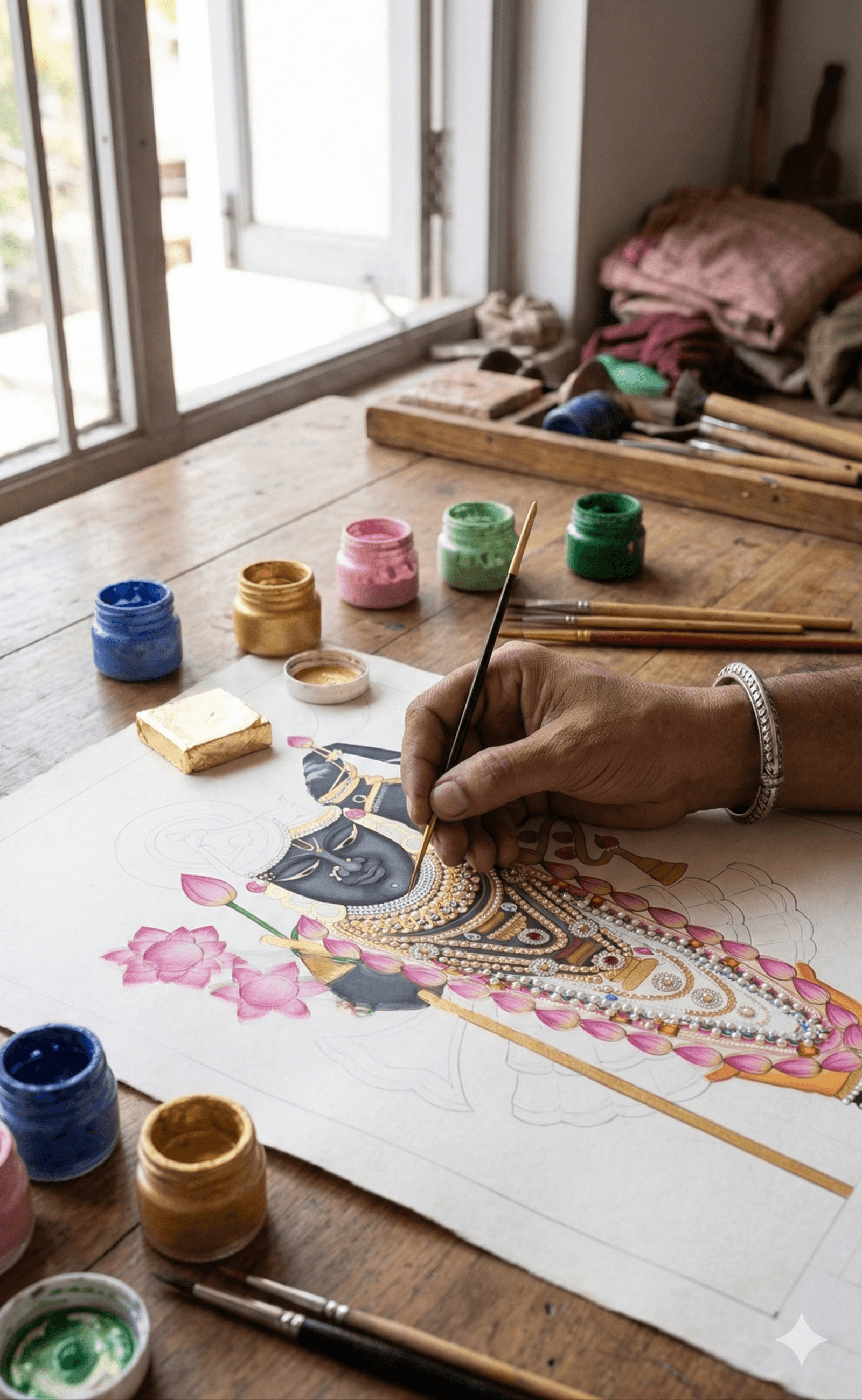 Hand-Painted Pichwai - Floral Vanamala 4